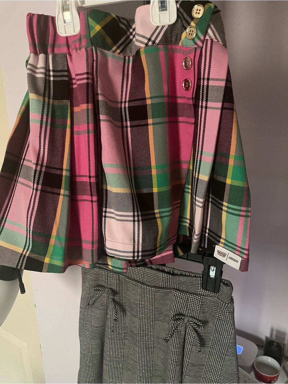 Girls Pink Plaid Skirt - and gray school girl skirt